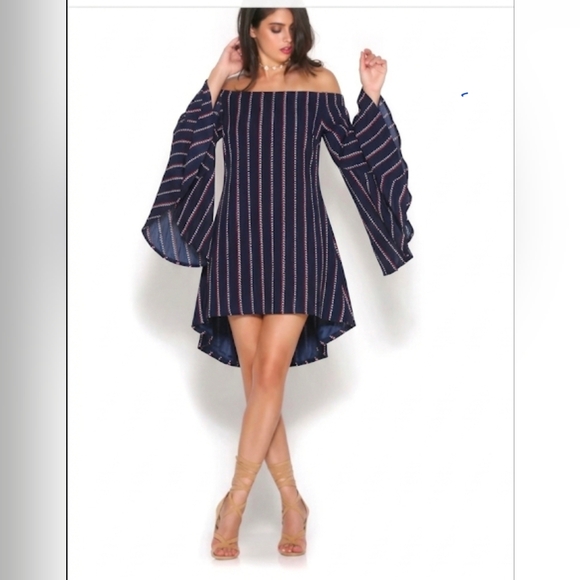 Runaway The Label Dresses & Skirts - Away Navy and Red Striped High Low Dress